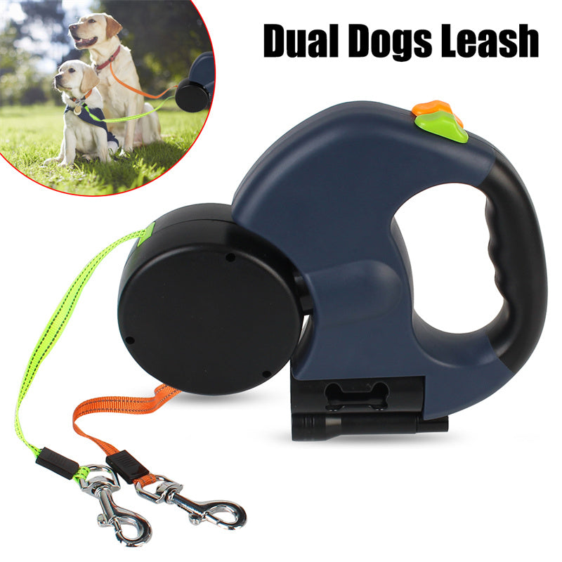 Retractable Dual Dog Leash with Light