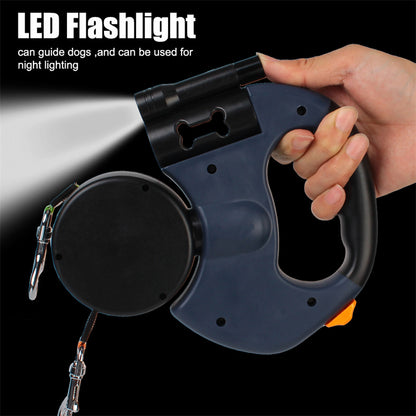 Retractable Dual Dog Leash with Light