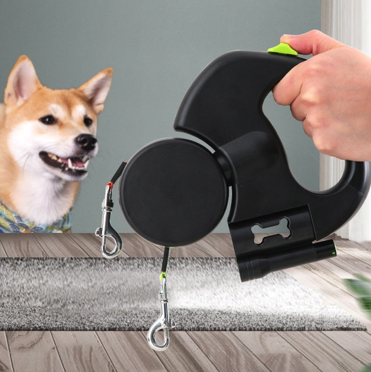 Retractable Dual Dog Leash with Light