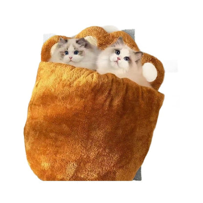 Plush Bear Paw Cat Bed