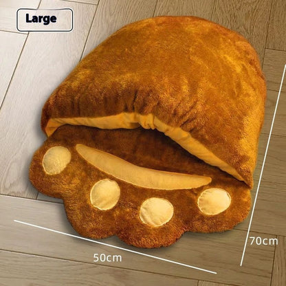Plush Bear Paw Cat Bed