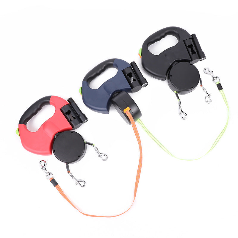 Retractable Dual Dog Leash with Light